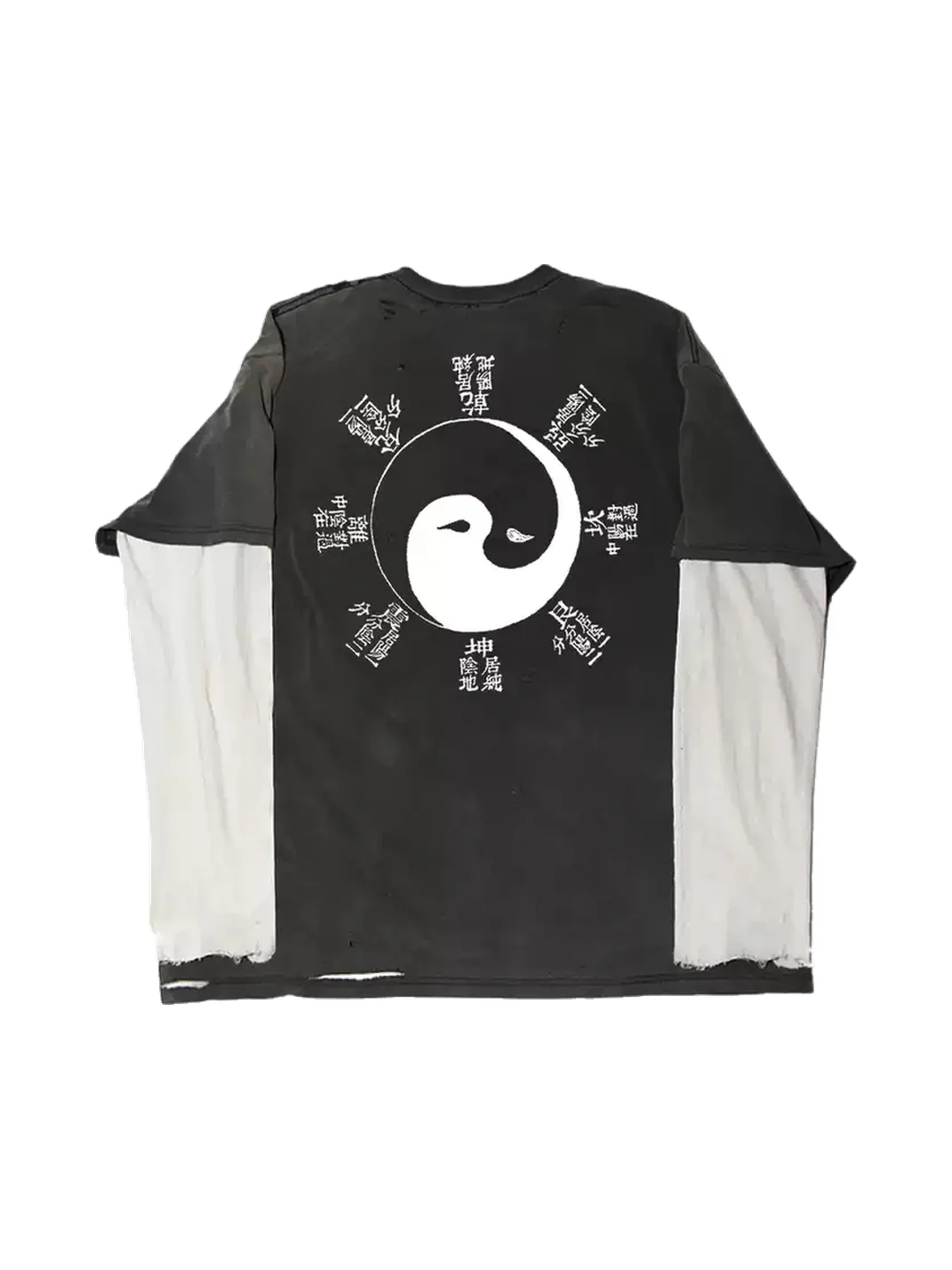 MELANIN | Distressed Yin Yang Layered Long Sleeve T-Shirt