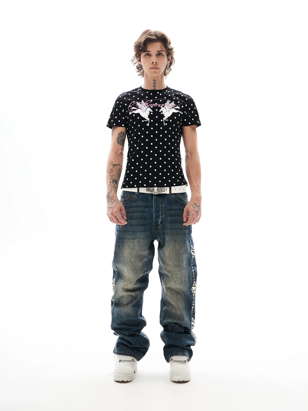KARMANISTIC | Beaded Straight-Leg Loose Jeans