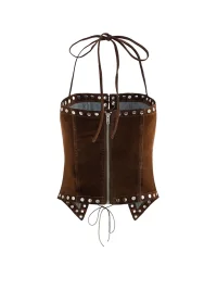 Latelylab | Punk Halter Lace-Up Fitted Corset Top