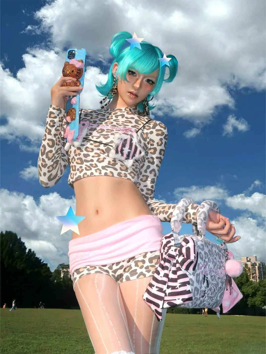 Selfish Ghost | Leopard Print Cropped Top Shorts Set