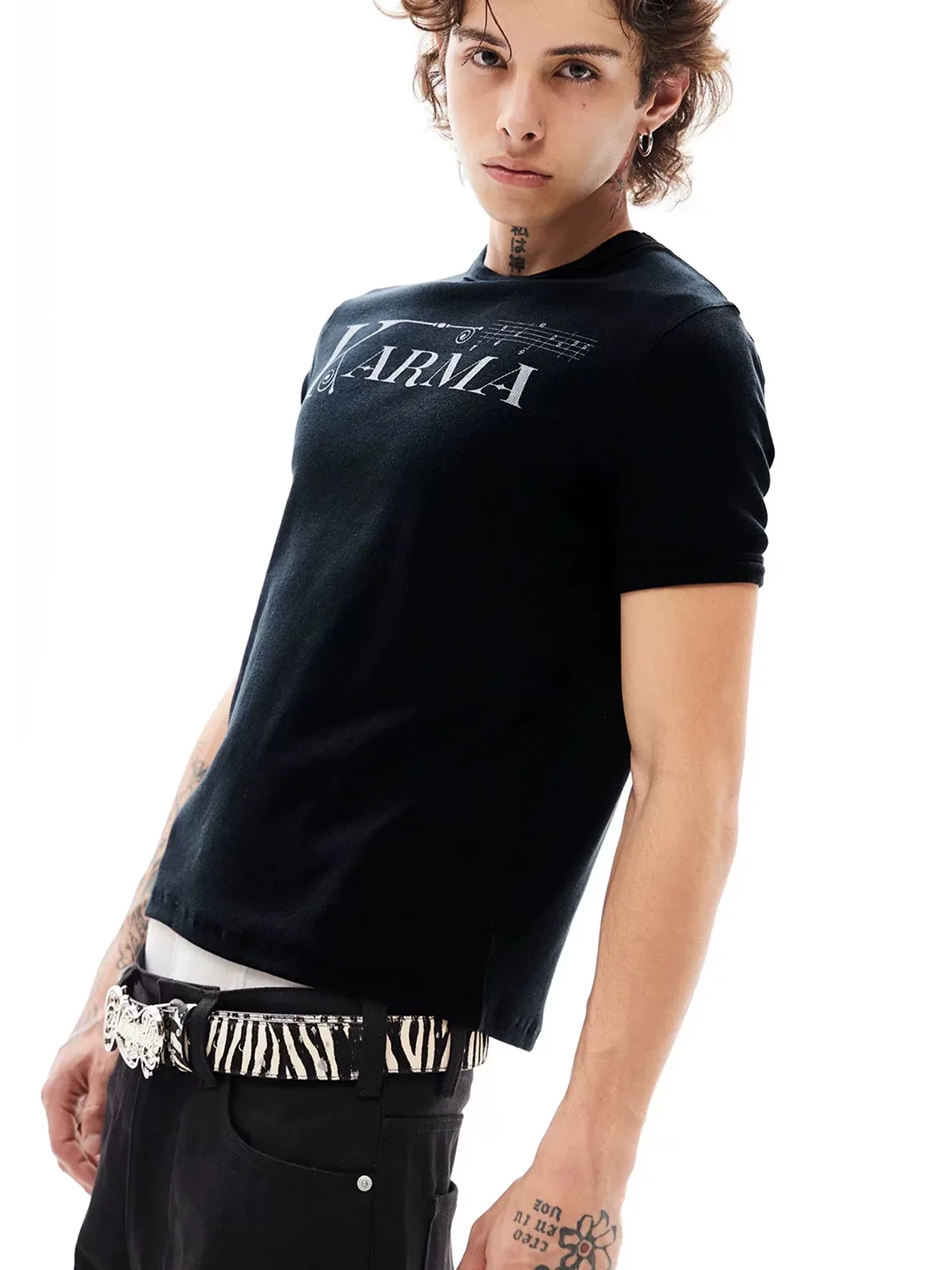 KARMANISTIC | Relaxed Music Note Print T-Shirt