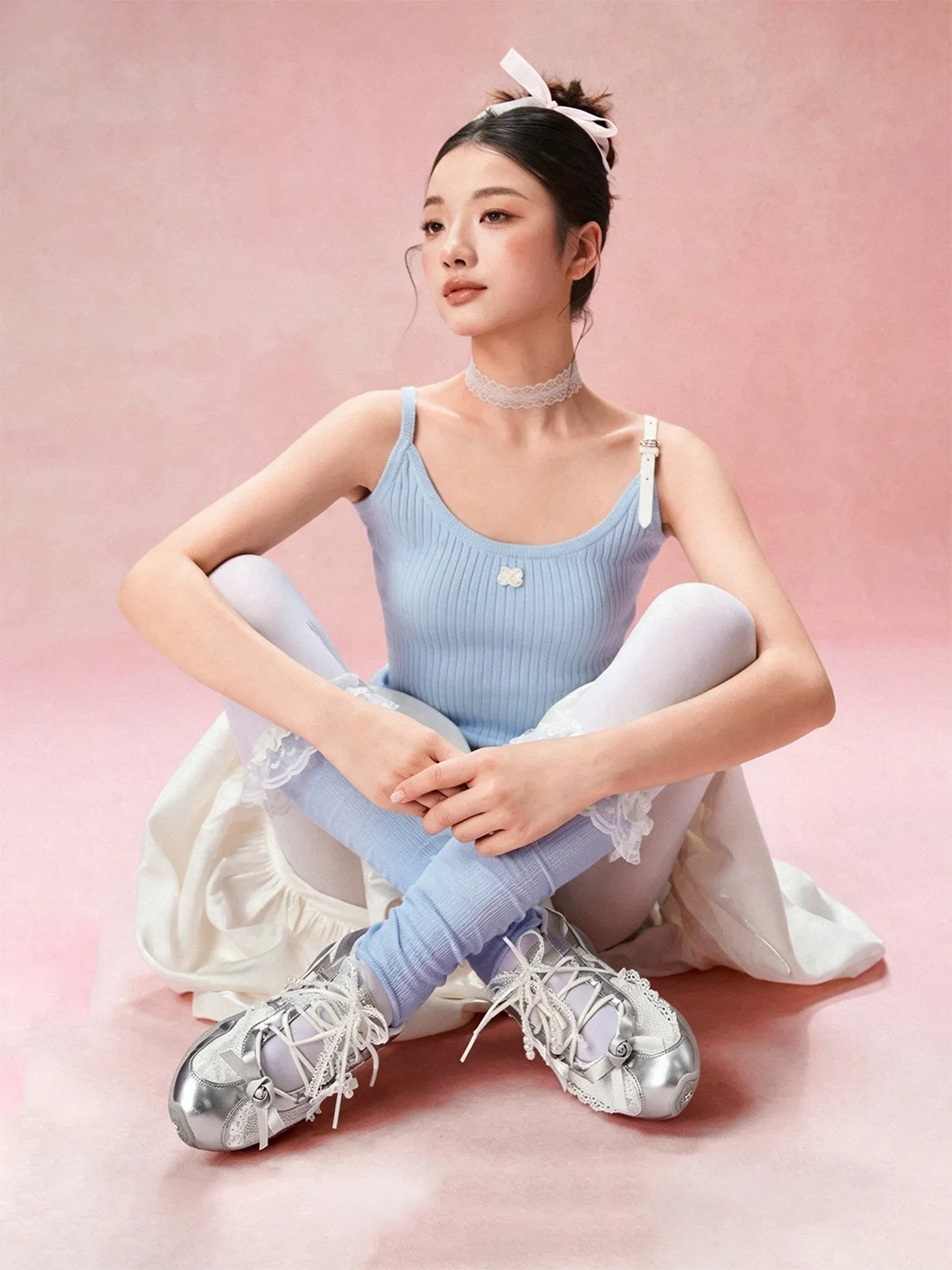 RIPSTAR | Galaxy Silver Ballet Jane Sneakers
