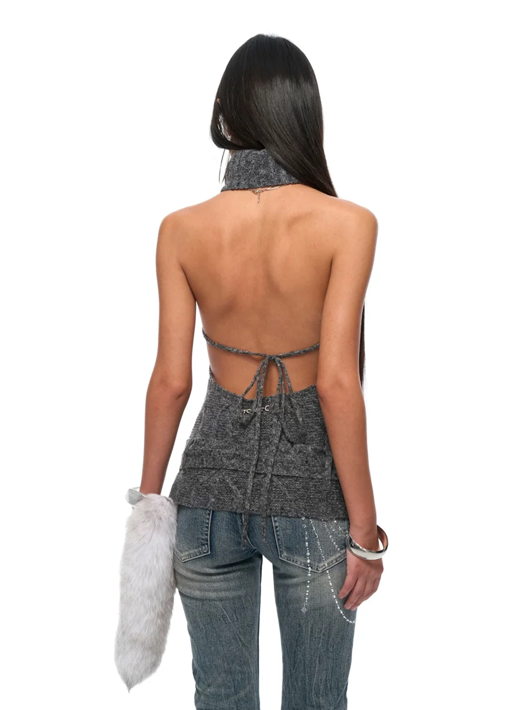 JYOSEI | Cable Knit Backless Halter Top