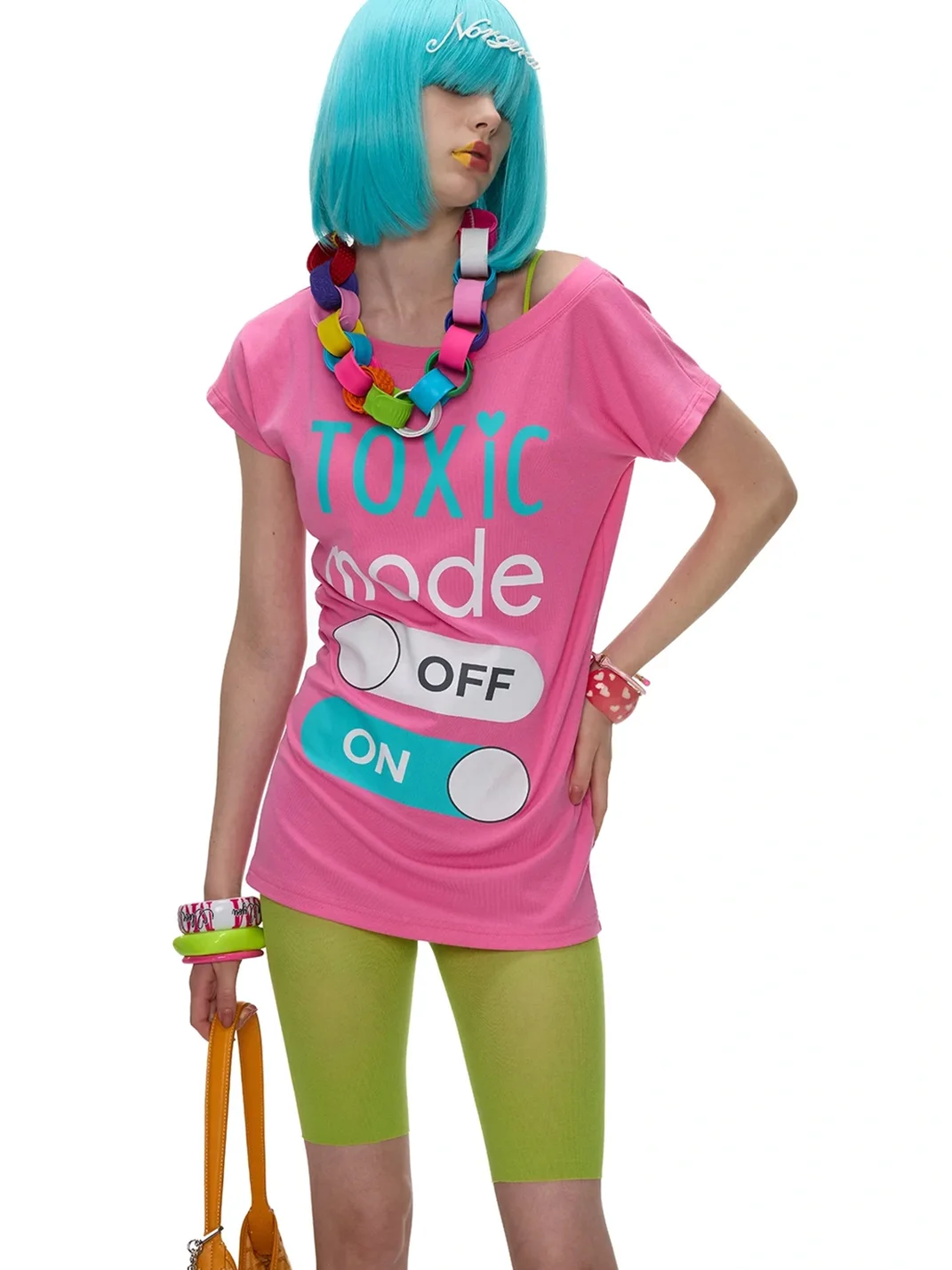 Norgira | Colorblock Print One Shoulder T-Shirt