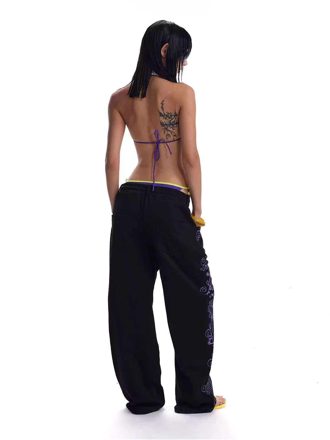 no E mosen | Musical Vine Print Straight Leg Sweatpants
