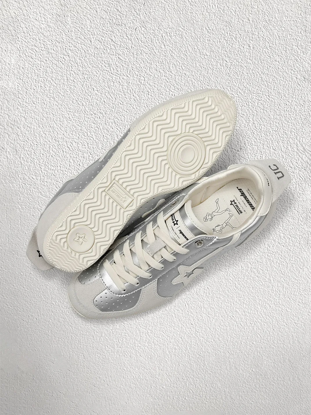 RIPSTAR | Star Antique Silver Low-Profile Retro Trainers