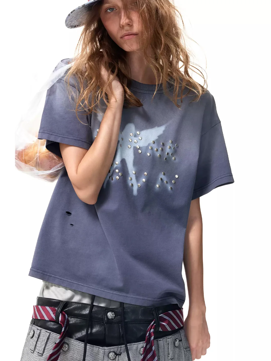 HAS2SONS | Distressed Angel Graphic Cropped T-Shirt