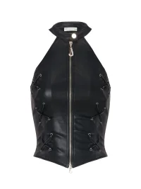 JYOSEI | Lace-Up PU Leather Tank Shorts Set