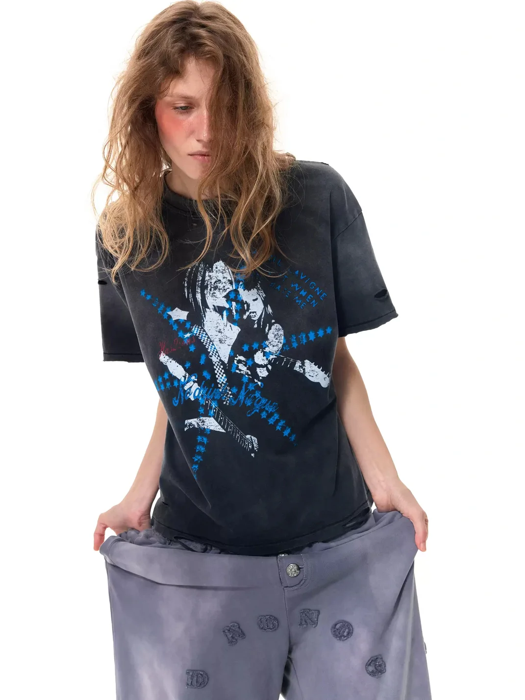 HAS2SONS | Washed Distressed Boxy Short-Sleeve T-Shirt