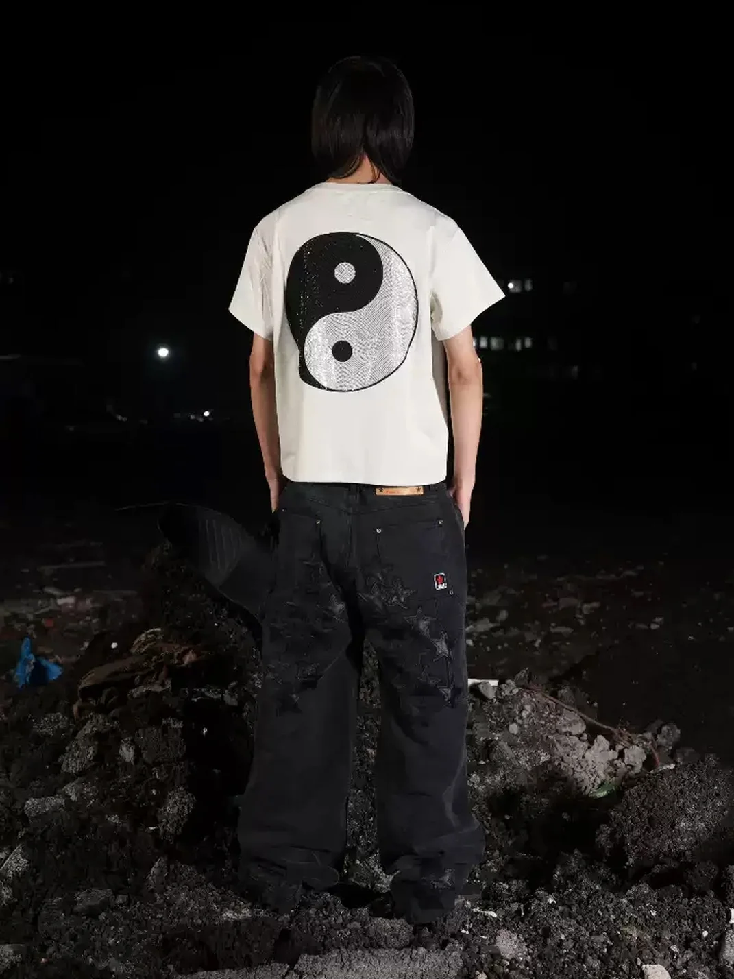 SANSLAWS | Tai Chi Glitter Rhinestone Graphic T-Shirt
