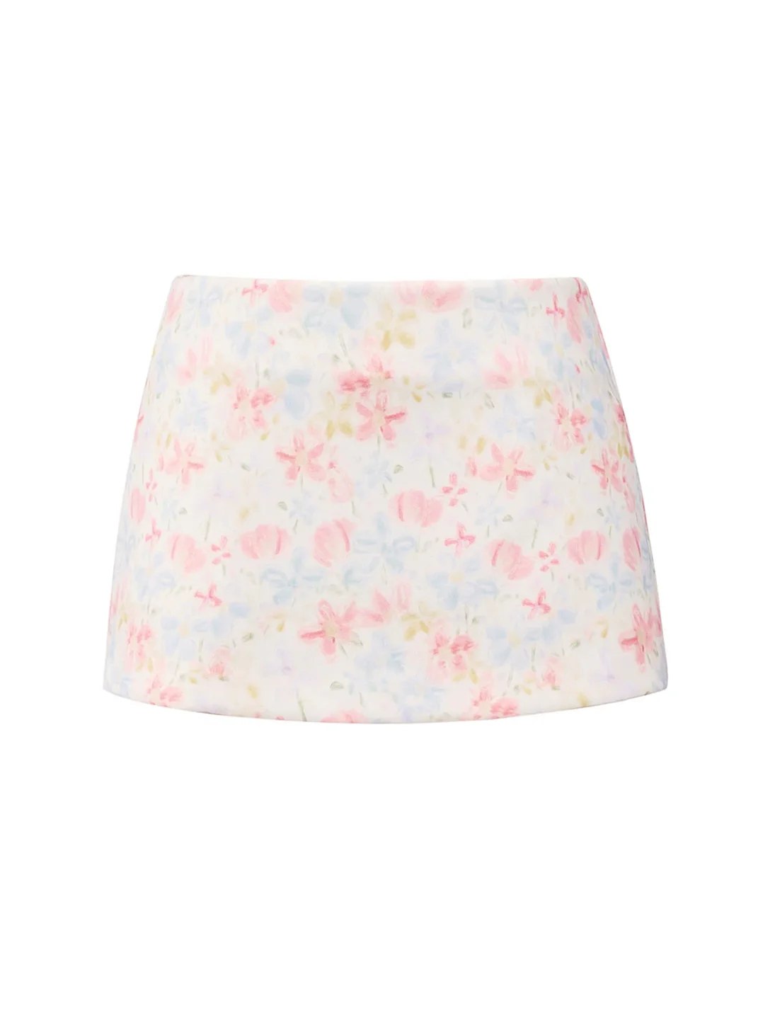 Ayo | Beaded Watercolor Floral Low-Rise A-Line Mini Skirt
