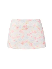 Ayo | Beaded Watercolor Floral Low-Rise A-Line Mini Skirt