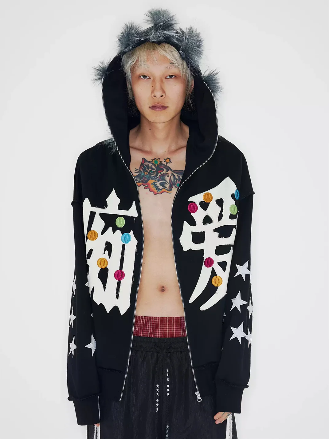 CHAI | Embroidered Hooded Zip Jacket