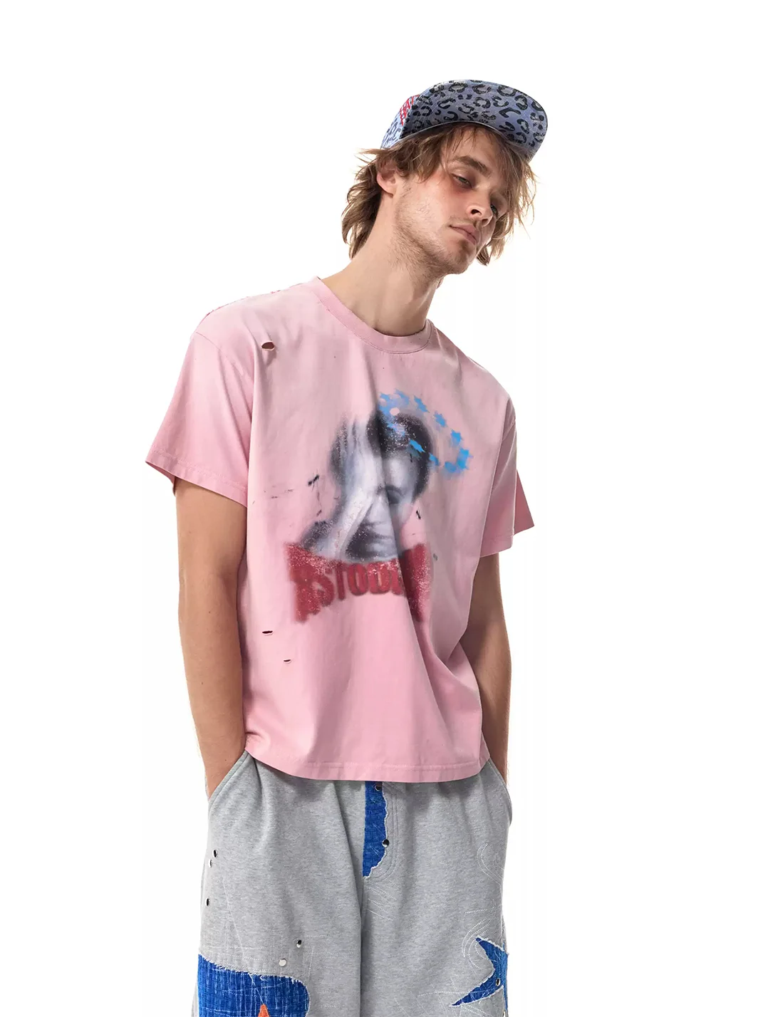 HAS2SONS | Pink Washed Distressed Boxy T-Shirt