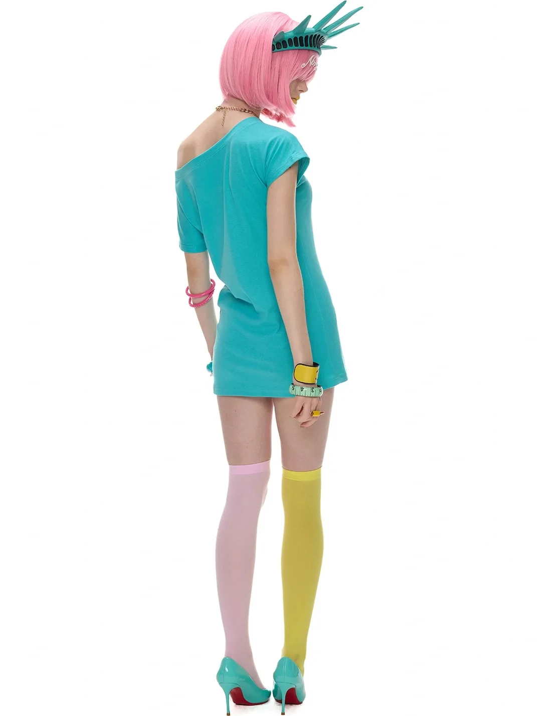 Norgira | Colorblock Print One Shoulder T-Shirt