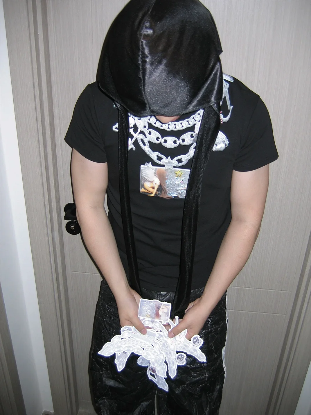 Selfish Ghost | Slim Fit Chain Anime Print T-Shirt