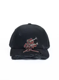 HAS2SONS | Distressed Embroidered Studded Baseball Cap