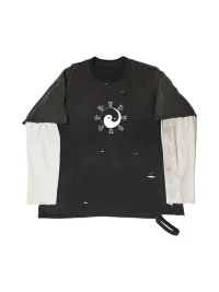 MELANIN | Distressed Yin Yang Layered Long Sleeve T-Shirt
