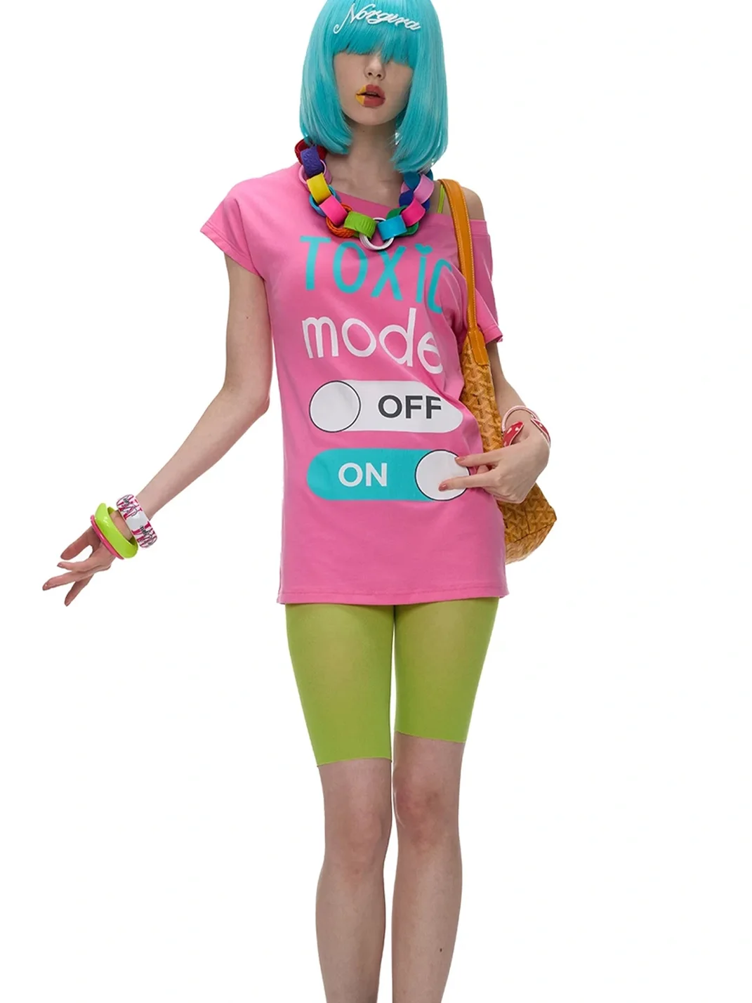 Norgira | Colorblock Print One Shoulder T-Shirt