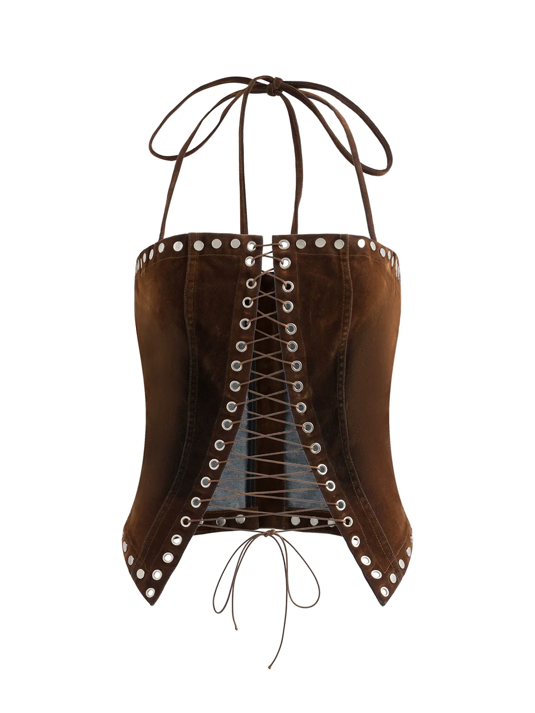 Latelylab | Punk Halter Lace-Up Fitted Corset Top