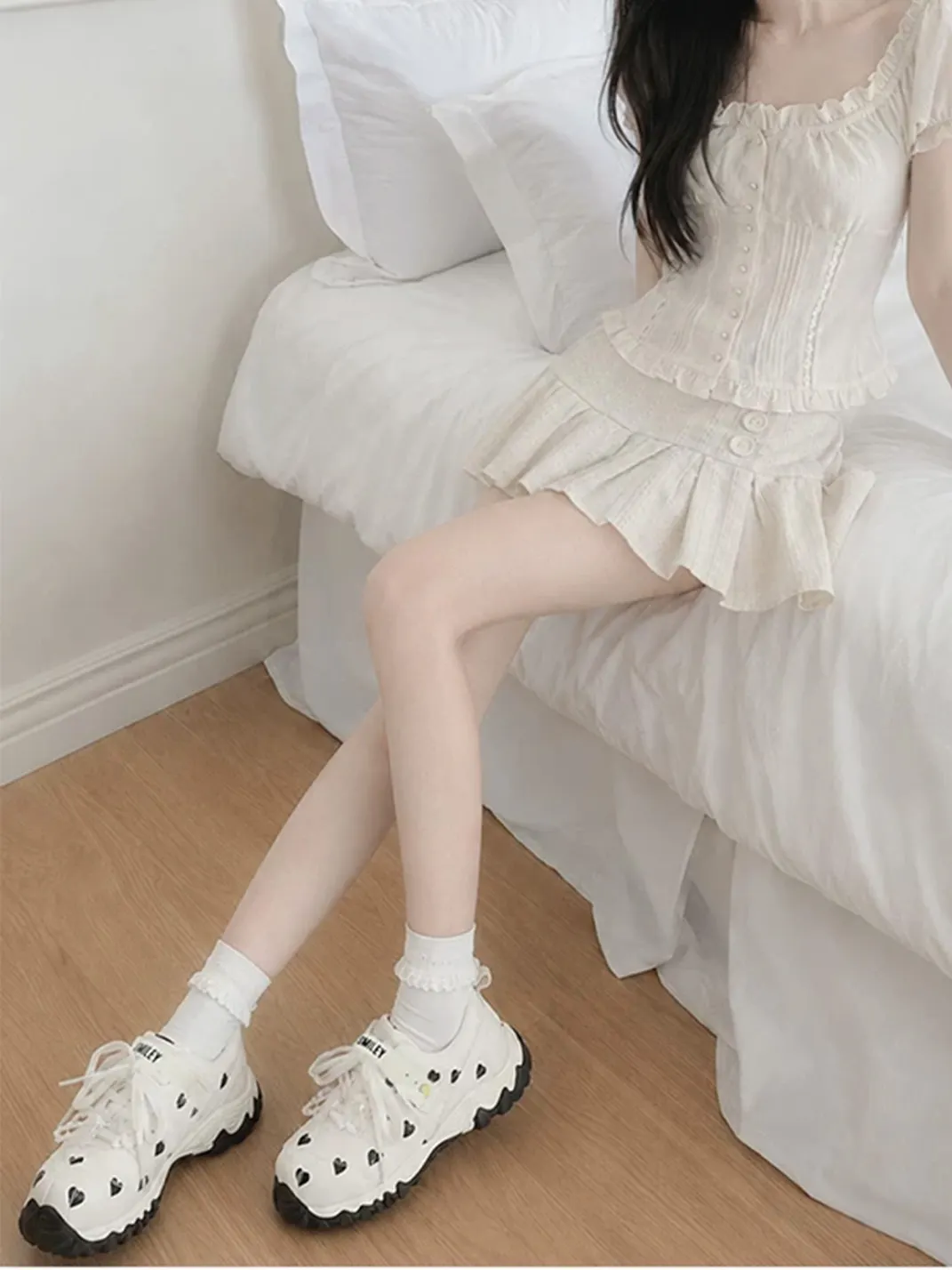 SMILEY | Heart Polka Dot Platform Mary Jane Sneakers