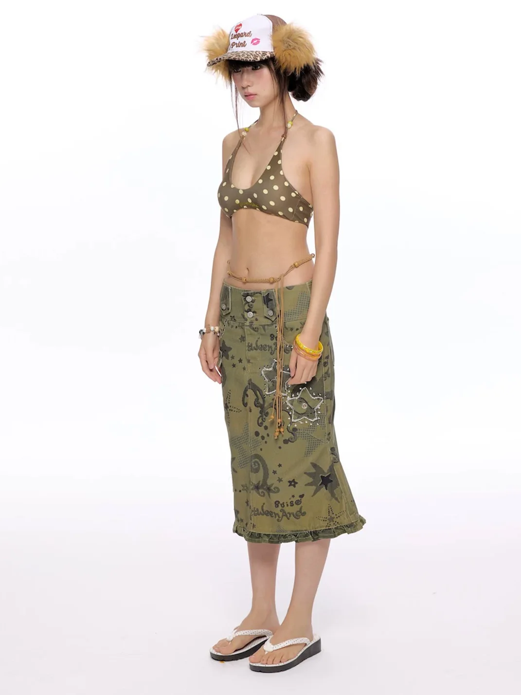 BETWEENAND | Polka Dot Wing Halter Bikini Top
