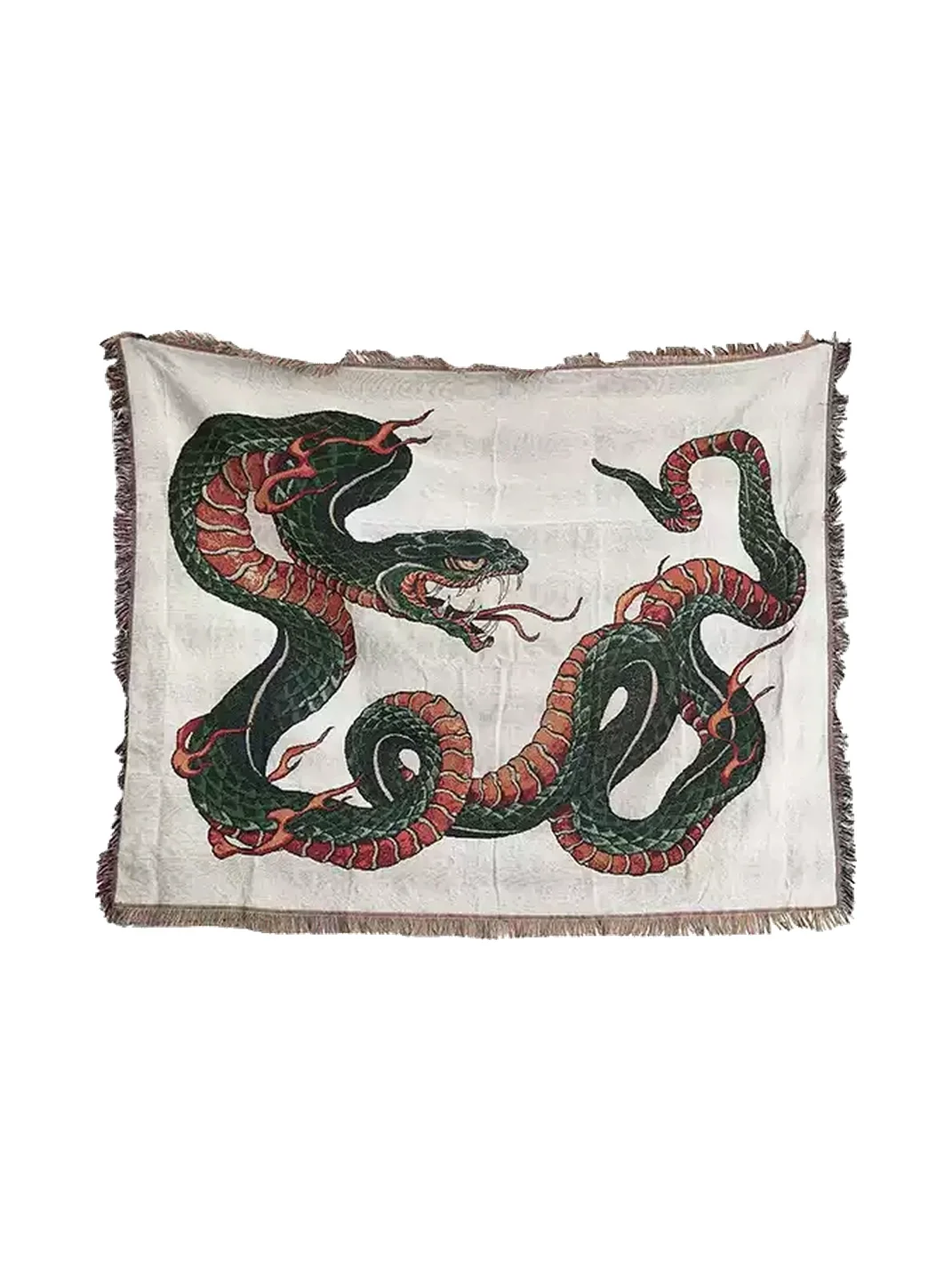 HXT | Green Snake Chinese Style Woven Throw Blanket