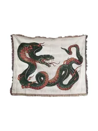 HXT | Green Snake Chinese Style Woven Throw Blanket