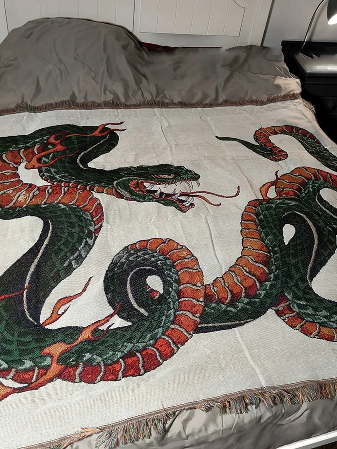 HXT | Green Snake Chinese Style Woven Throw Blanket