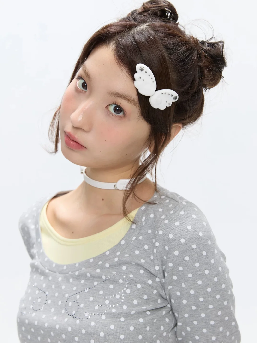 BETWEENAND | White Flocked Wing Side Hair Clips