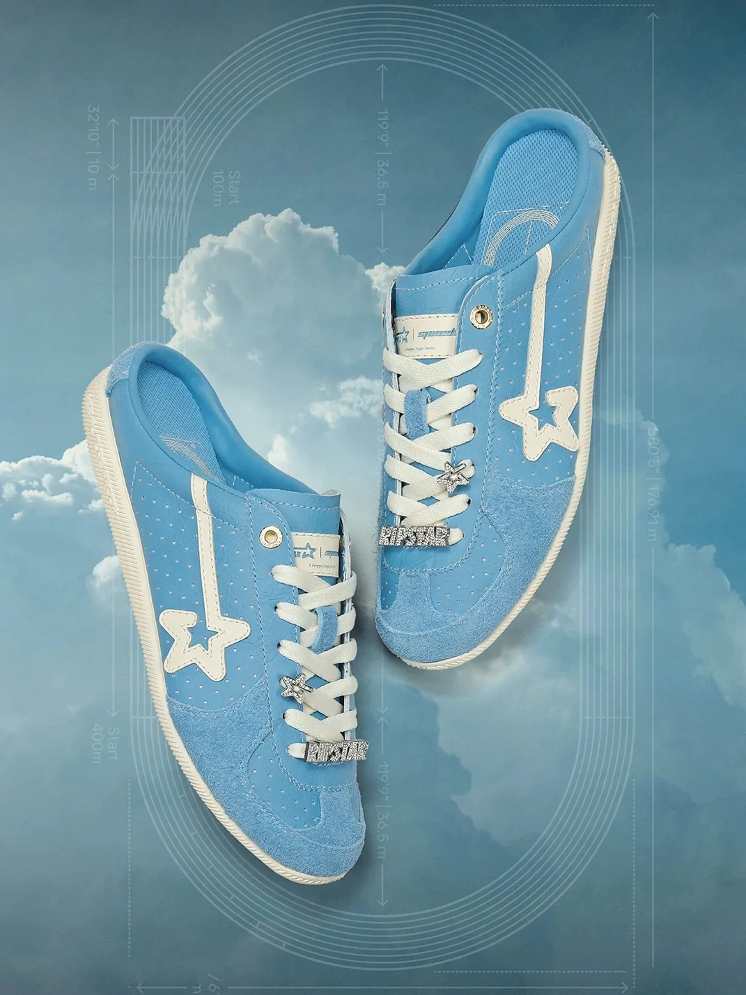 RIPSTAR | Sky Blue Retro Sport Mules