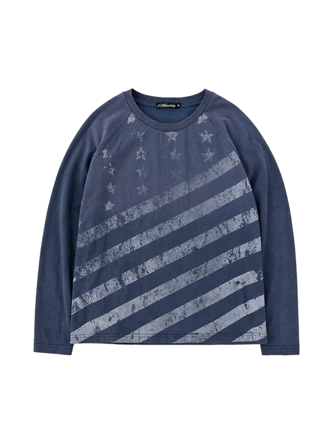 NumbAsia | Distressed Star Stripe Raglan Long Sleeve T-Shirt