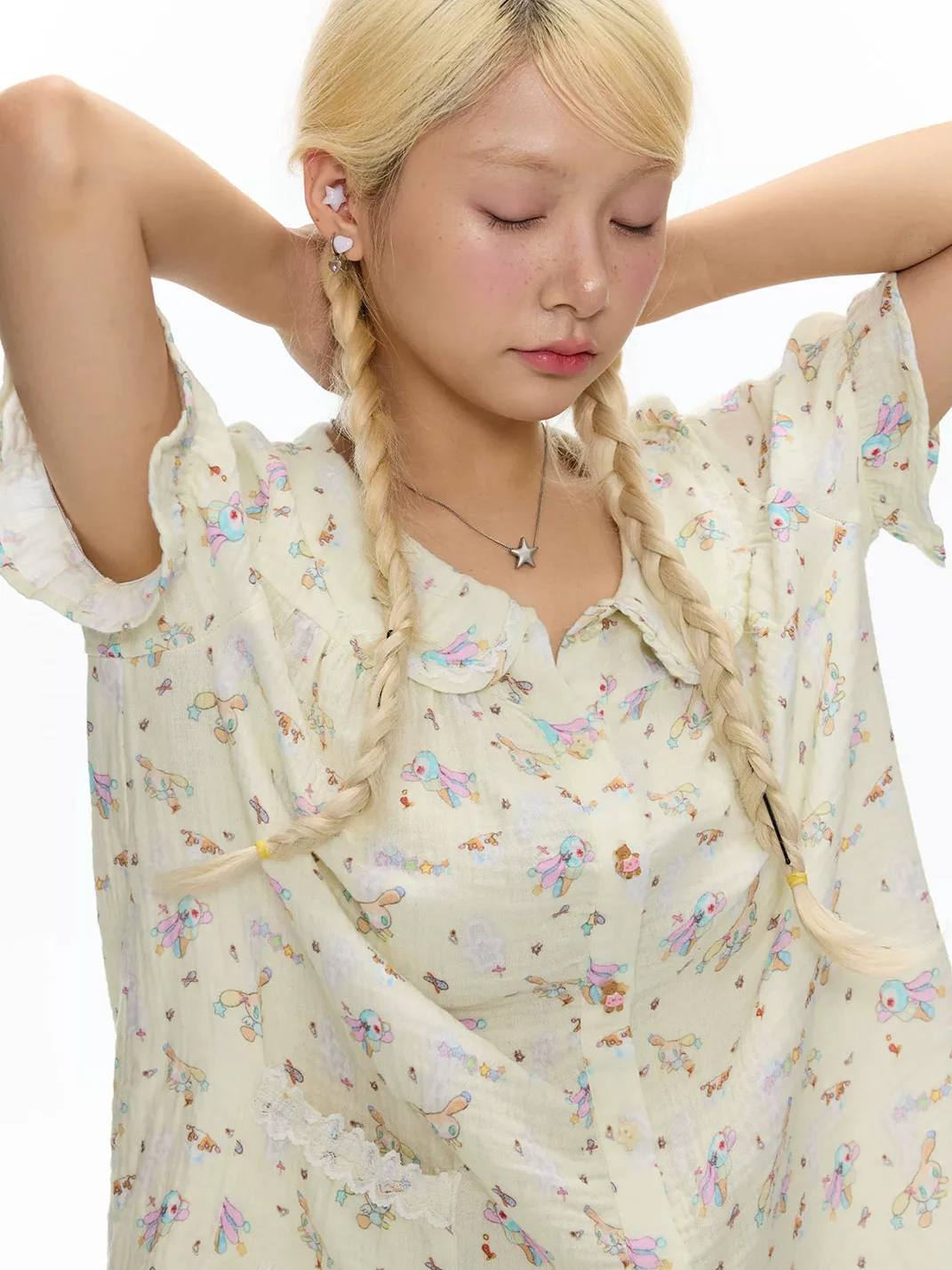 BETWEENAND | Puff Sleeve Cotton Gauze Pajama Set