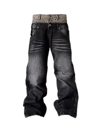 NumbAsia | Leopard Waist Washed Baggy Jeans