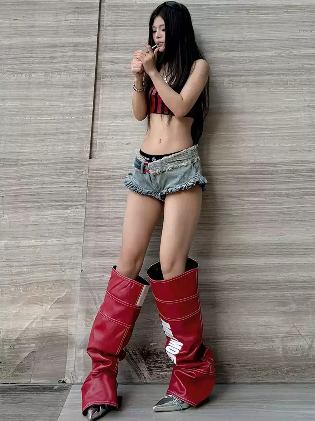 SisJuly | Letter Print Over-Knee Boot Covers