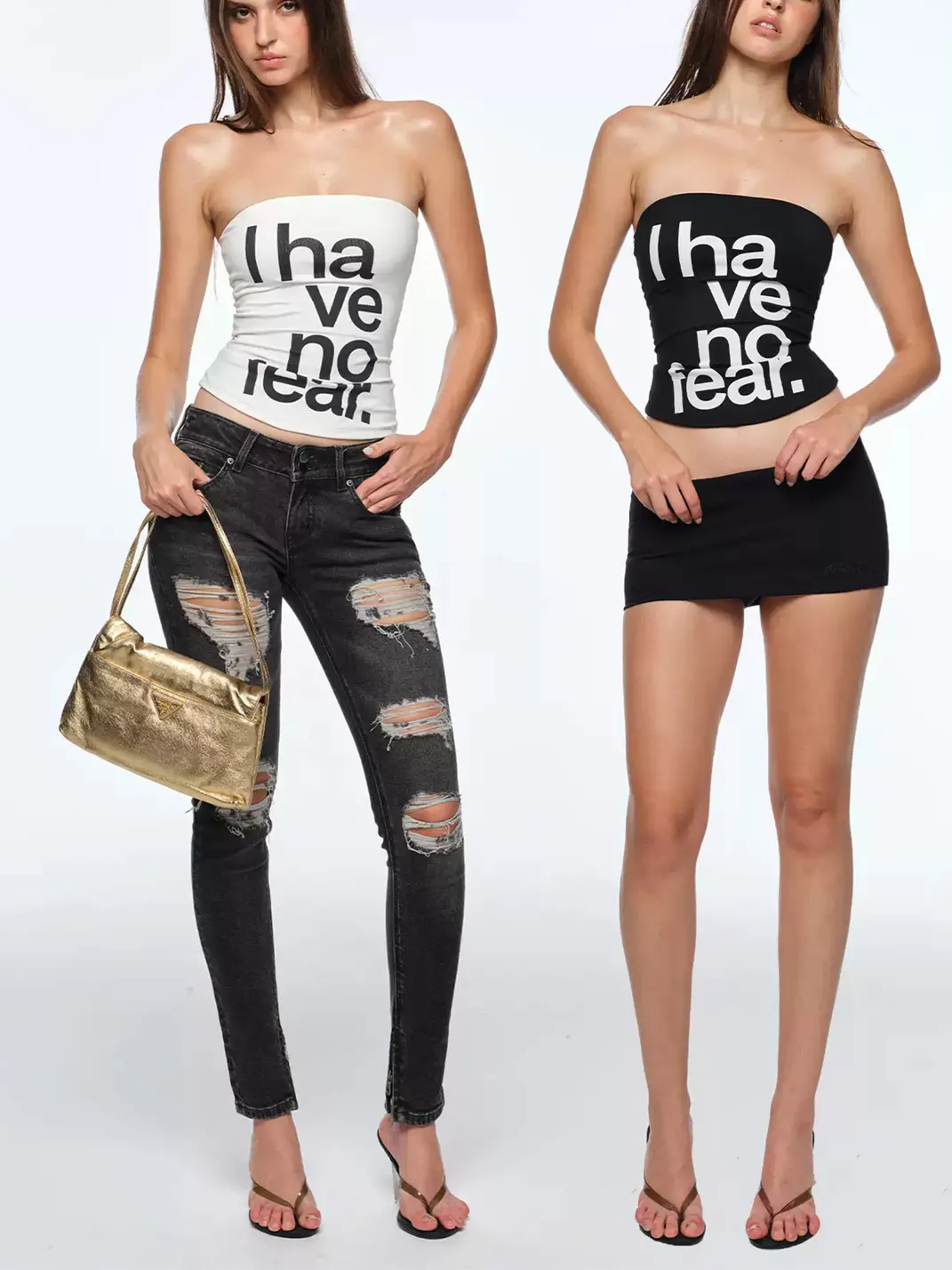 BUM STUDIO | Padded Letter Print Fitted Tube Top