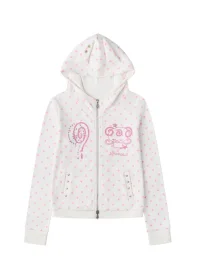 BETWEENAND | Slim Glitter Devil Ear Zip Hoodie