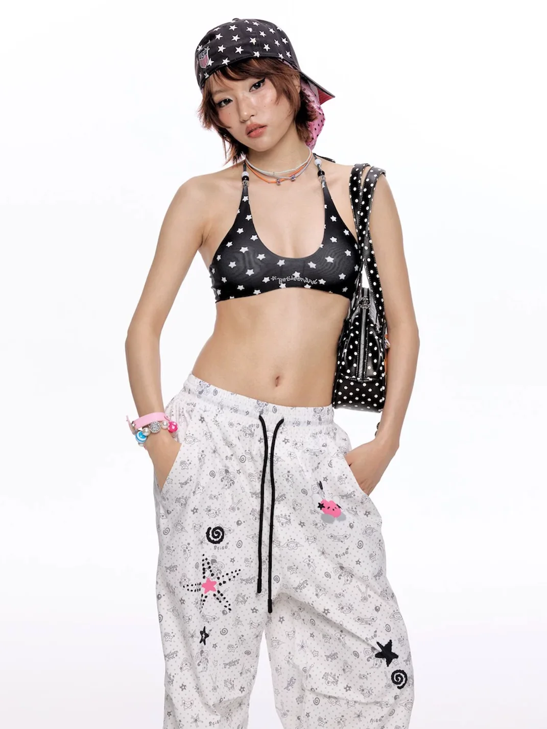 BETWEENAND | Polka Dot Wing Halter Bikini Top