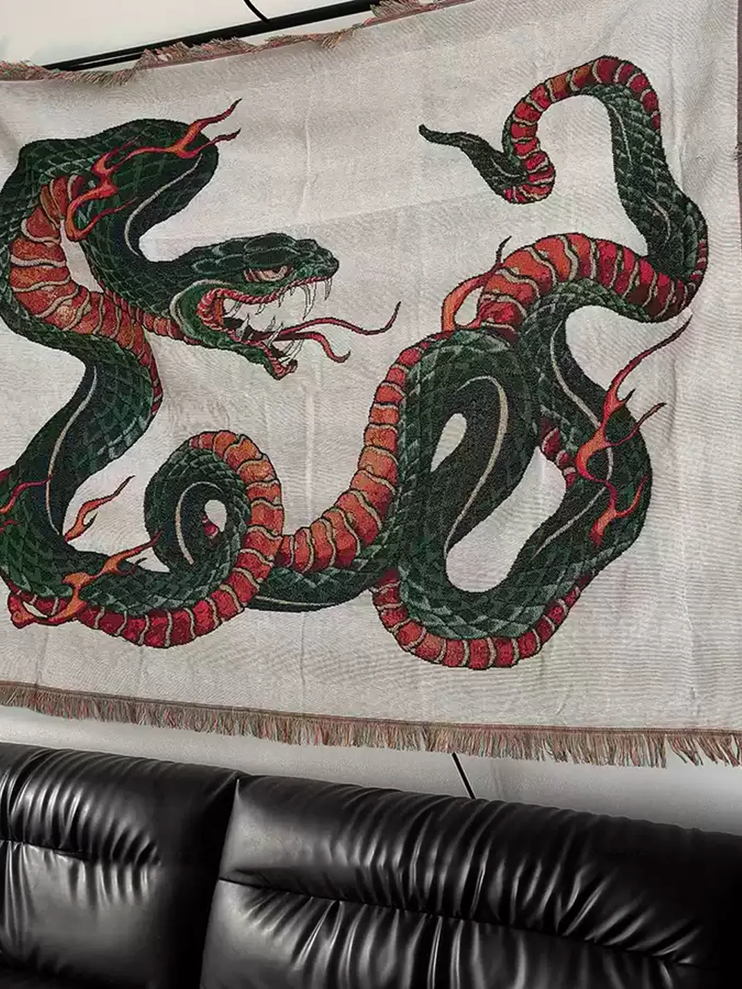 HXT | Green Snake Chinese Style Woven Throw Blanket