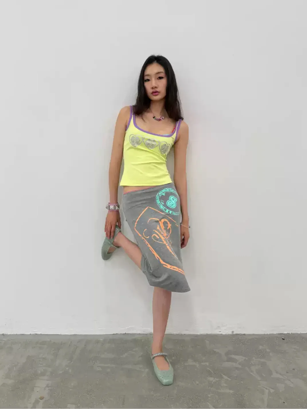 Sunny Shell | Colorblock Silver Print Tank Top