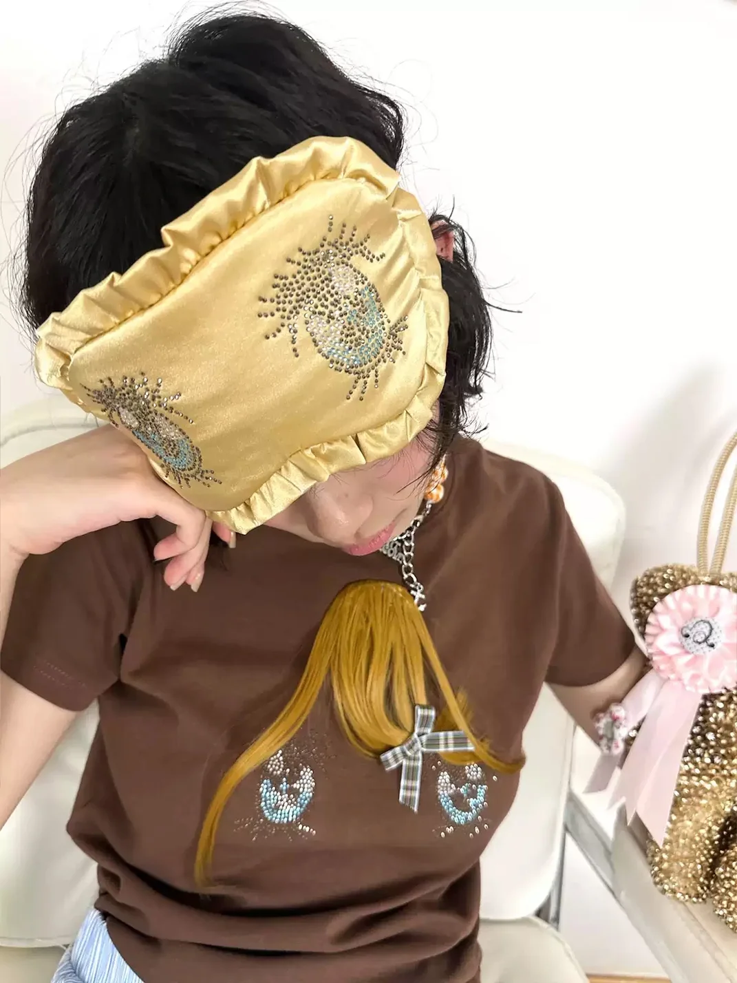 Nit alcove | Rhinestone Eye Ruffle Sleep Mask