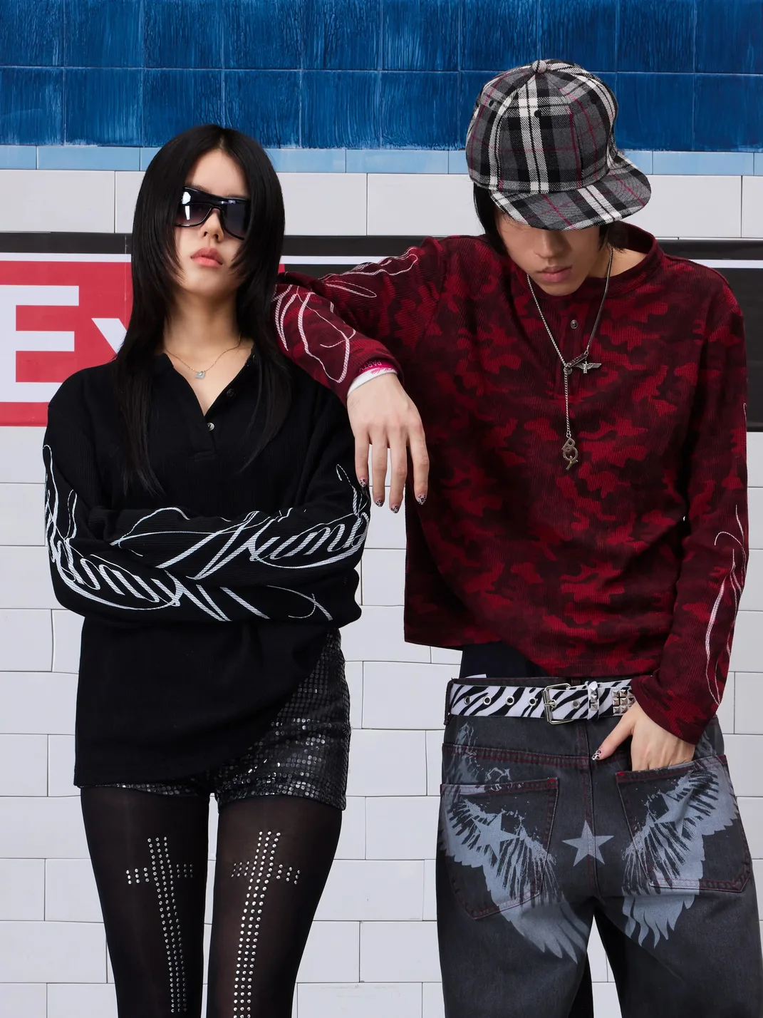 NumbAsia | Waffle Henley Loose Fit Long Sleeve T-Shirt