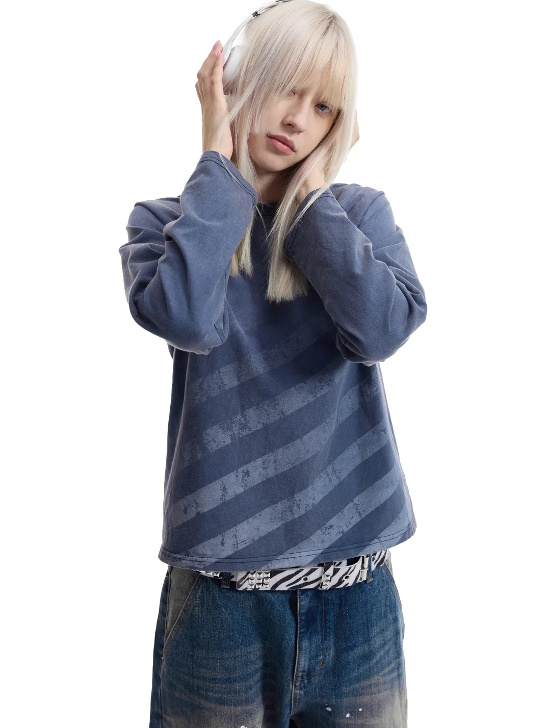 NumbAsia | Distressed Star Stripe Raglan Long Sleeve T-Shirt