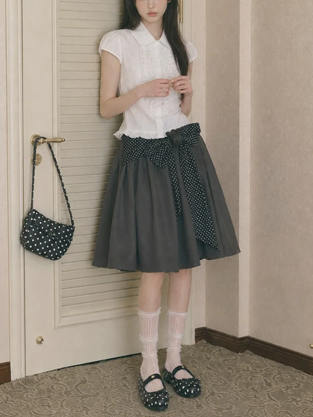 SMILEY | Silver Polka Dot Bow Mules