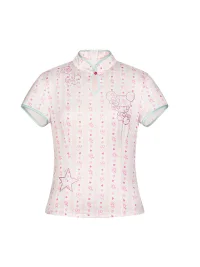 BETWEENAND | Printed Mandarin Collar Cheongsam Blouse