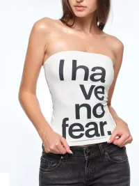 BUM STUDIO | Padded Letter Print Fitted Tube Top