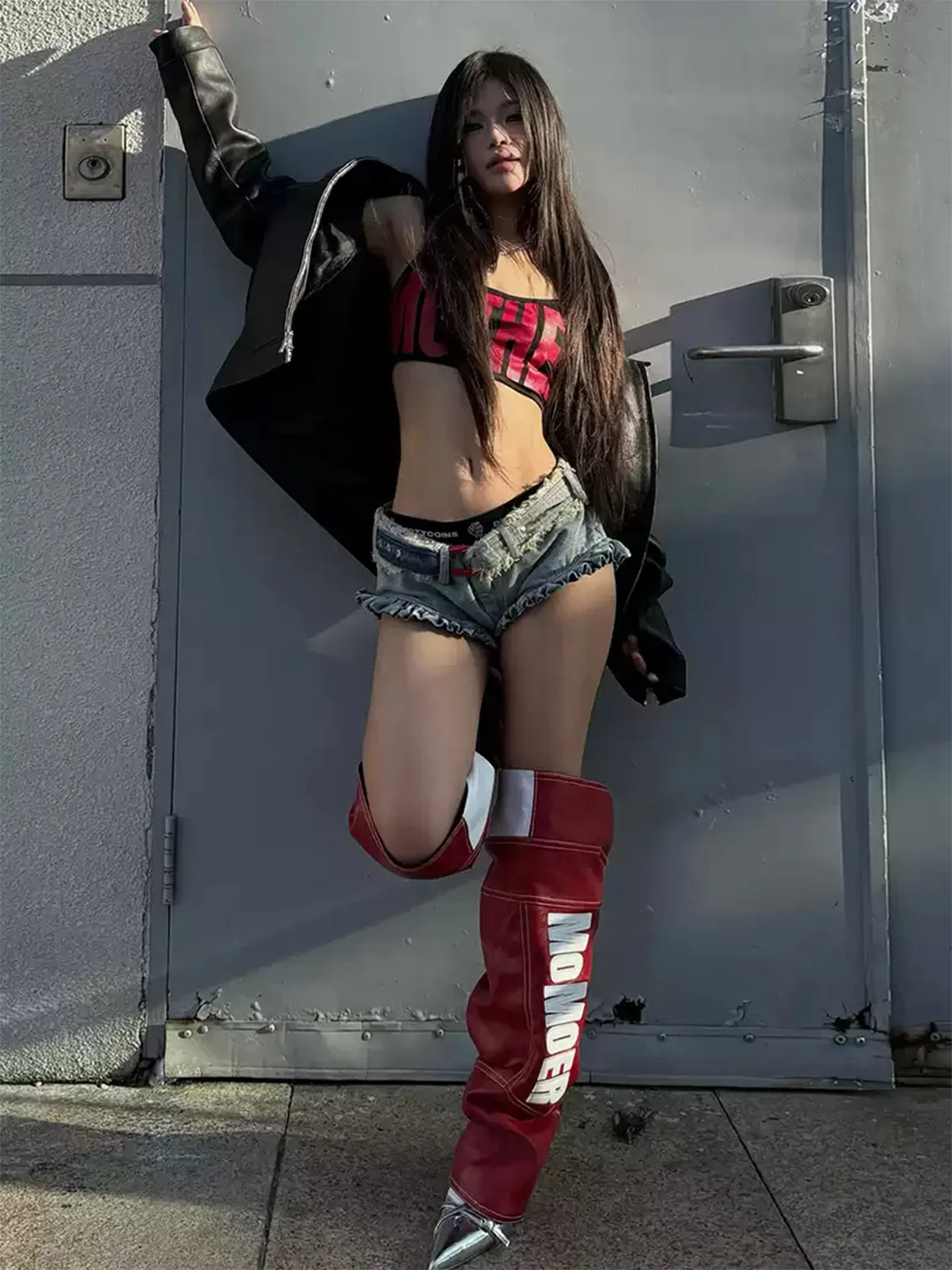 SisJuly | Letter Print Over-Knee Boot Covers