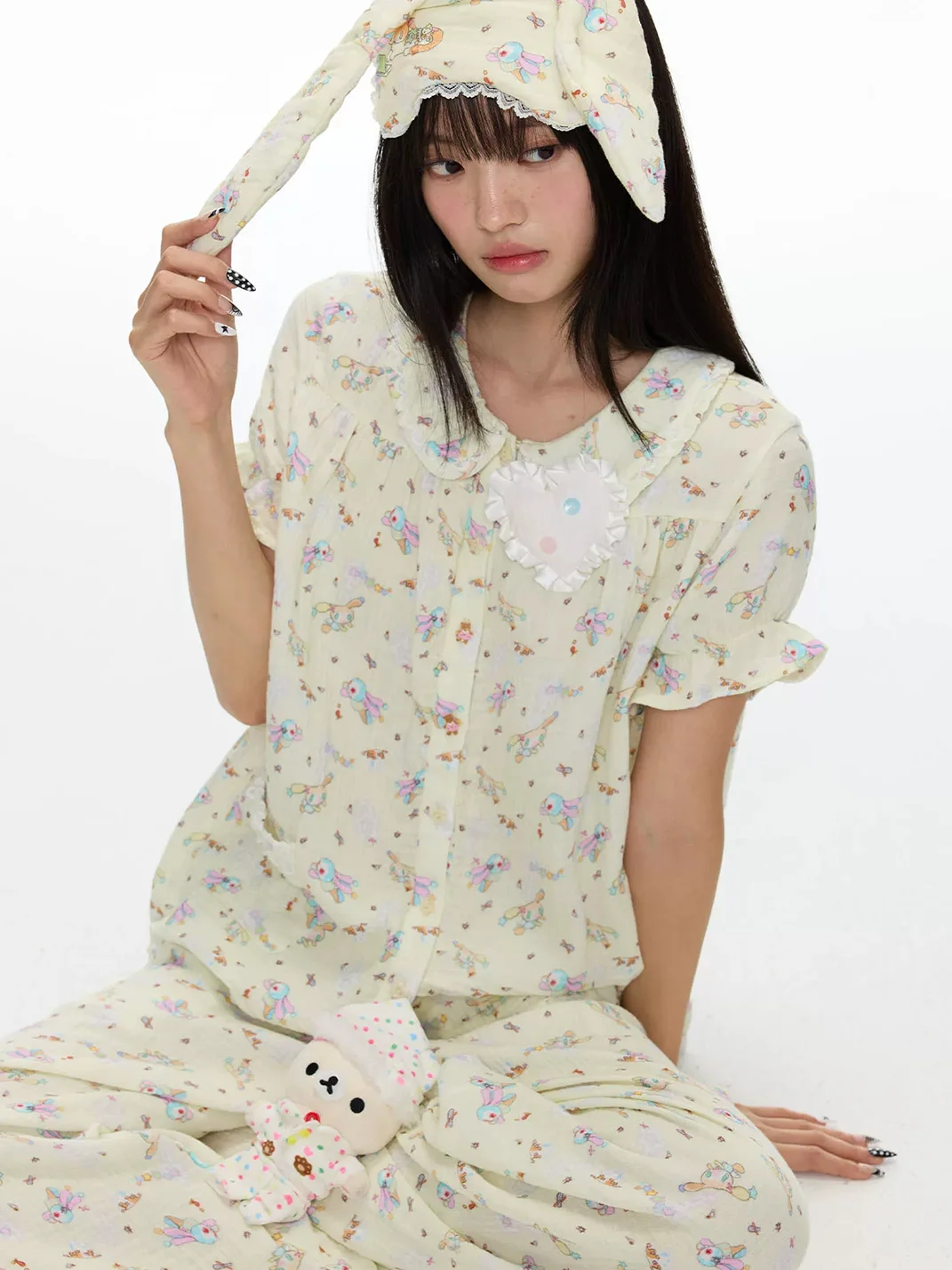 BETWEENAND | Puff Sleeve Cotton Gauze Pajama Set