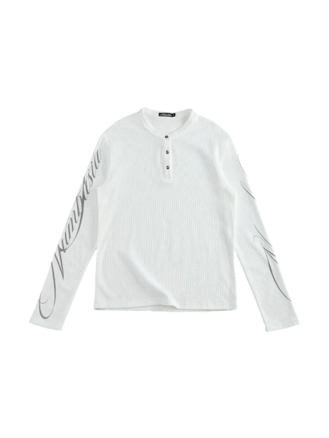 NumbAsia | Waffle Henley Loose Fit Long Sleeve T-Shirt