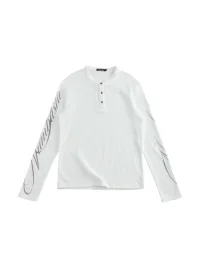 NumbAsia | Waffle Henley Loose Fit Long Sleeve T-Shirt